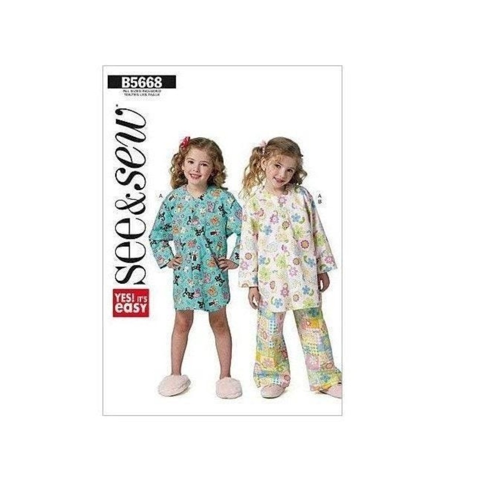 Butterick See and Sew Sewing Pattern 5668 Nightshirt and Pants Girls Size 3-12